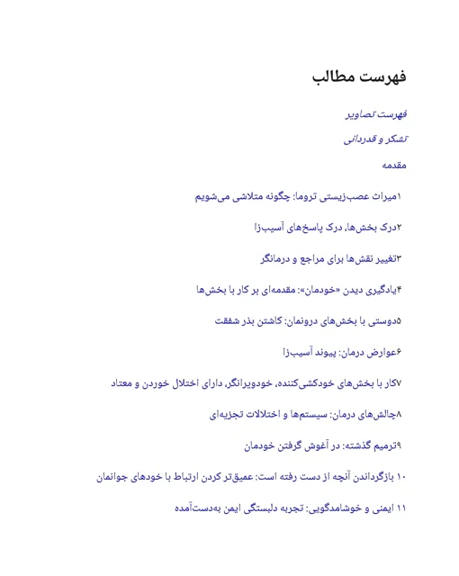 فهرست مطالب کتاب شفای خویشتن‌های گسسته