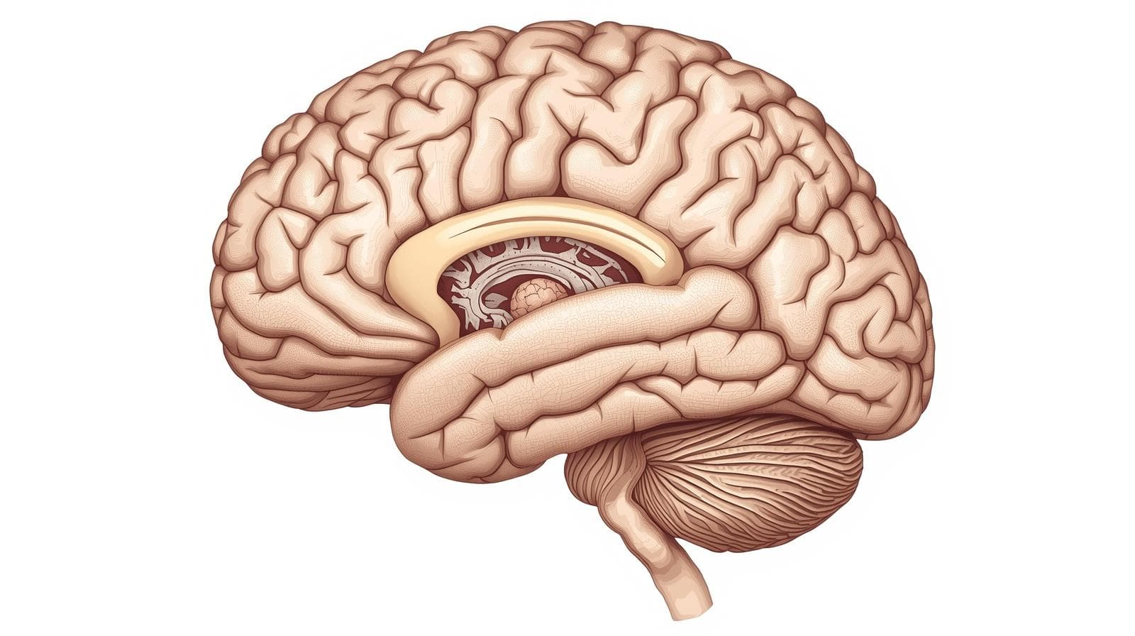 دیاگرام آناتومی مغز انسان که محل دقیق غده پینه آل را نشان میدهد