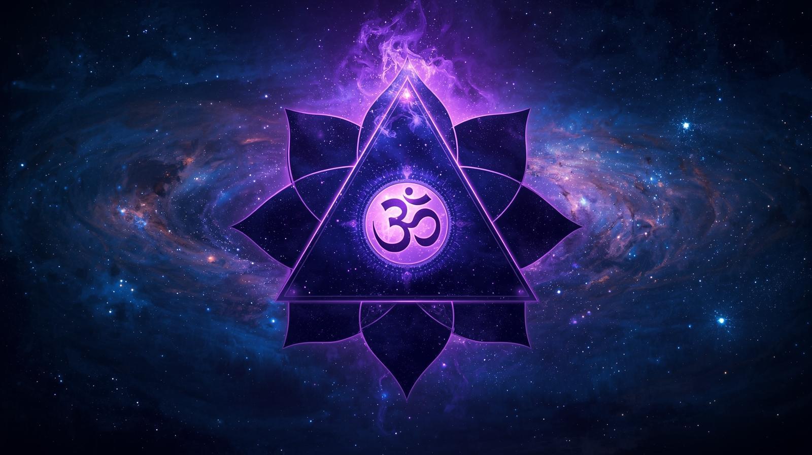 نماد چاکرای چشم سوم آجنا با لوتوس دو پر نیلی و مثلث وارونه