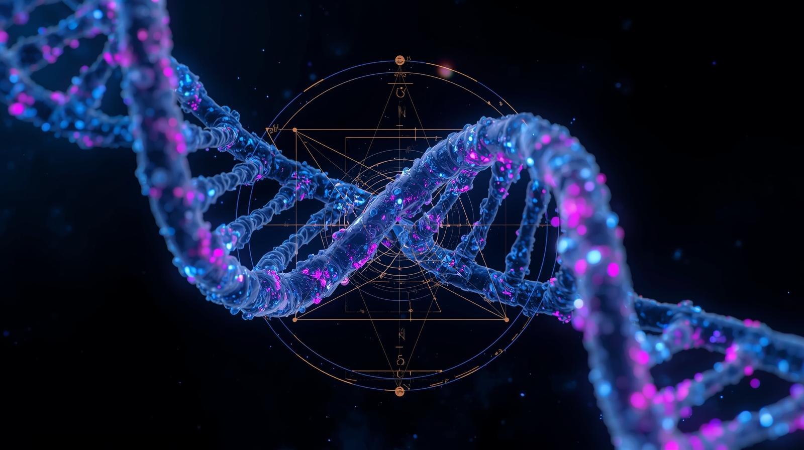 ساختار مولکولی DNA با مارپیچ طلایی و نسبت فی در زیست‌شناسی