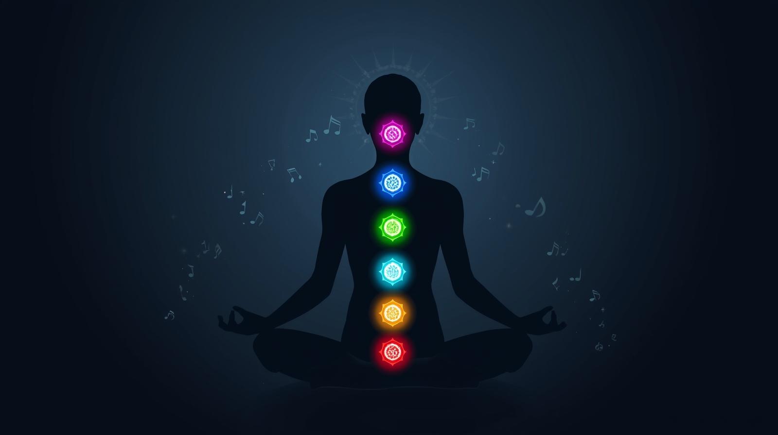 نمودار ارتباط فرکانس های سولفژیو با هفت چاکرای بدن انسان