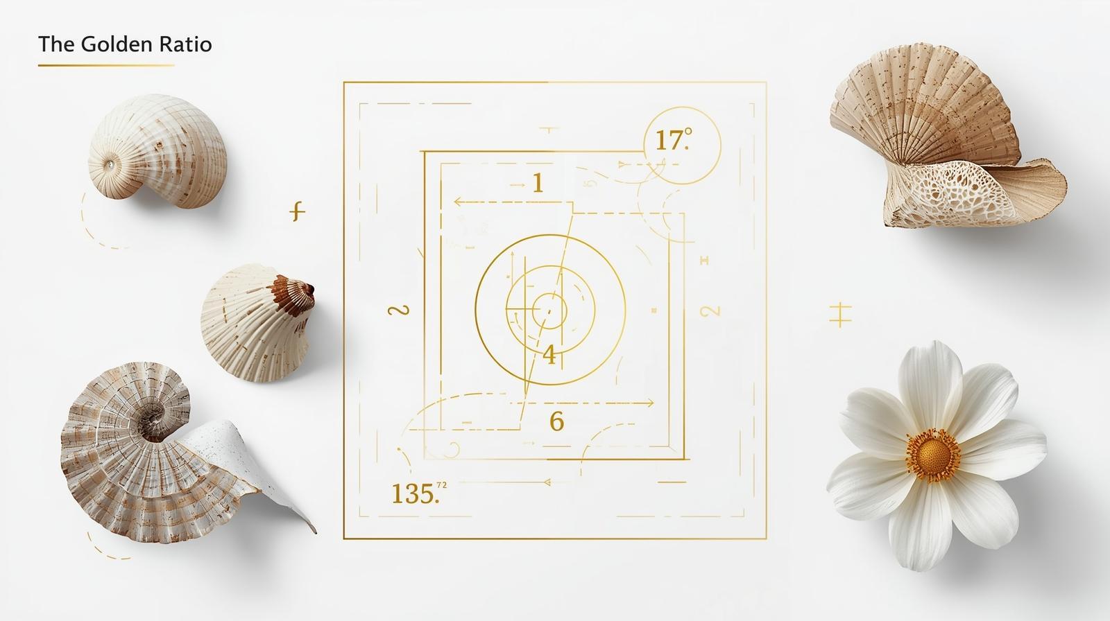 دیاگرام نسبت طلایی با مارپیچ فیبوناچی و مستطیل طلایی