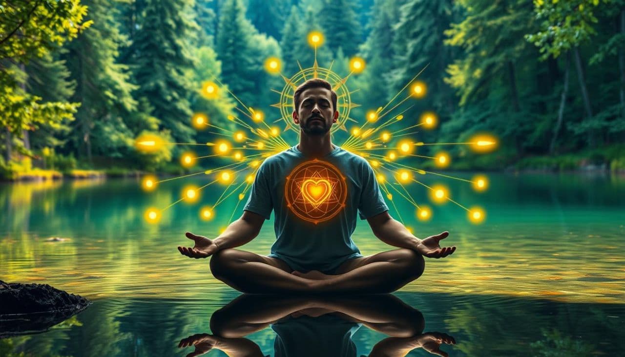 فردی در حال مدیتیشن و اتصال به شهود درونی و خرد انرژی